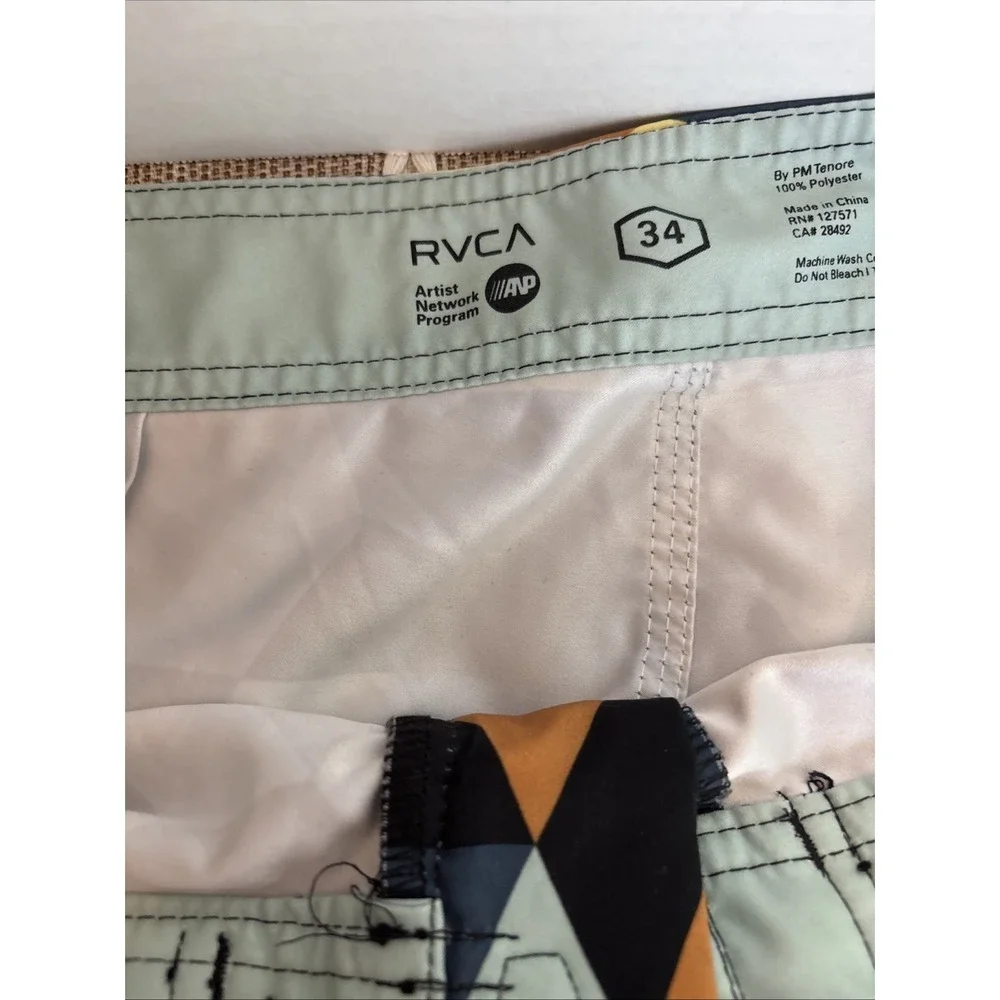 RVCA ANP PM Tenore Designed Board Shorts Mens 34 Geometric‎ Surf Swim Trunks